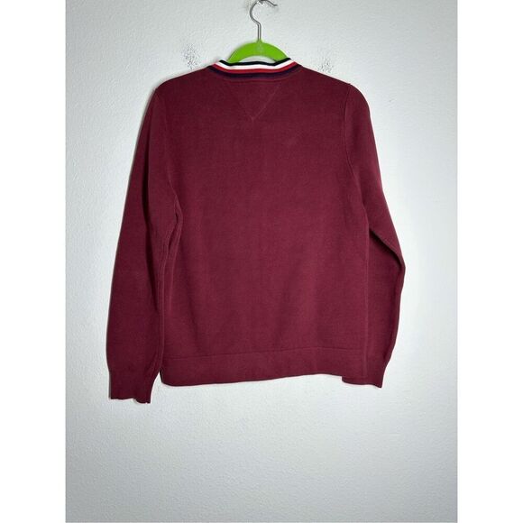 Tommy Hilfiger Men’s Cardigan Sweater Size SP Burgundy Cotton Button Up - Picture 4 of 13